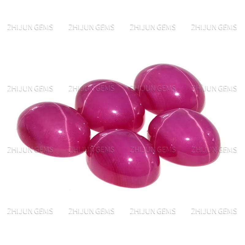 Synthetic Ruby Starlight Stone Loose Stone, Egg-Shaped Starlight Stone, Artificial Synthetic Egg-Shaped Flat-Bottom Plain Ring Face Wholesale 5