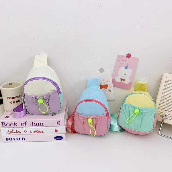 Foreign Trade Children's Chest Bag 2025 Summer New Color Matching Nylon Shoulder Bag Fashionable All-match Girls' Crossbody Bag