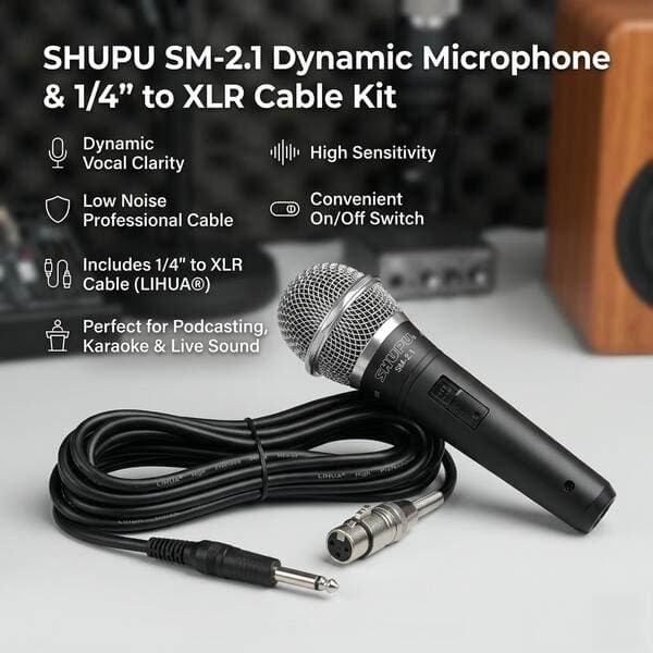 Sm2.1 Wired Microphone Anti-Howling All-Metal Dynamic Microphone for Home Karaoke Stage Conference Hosting Microphone Wholesale
