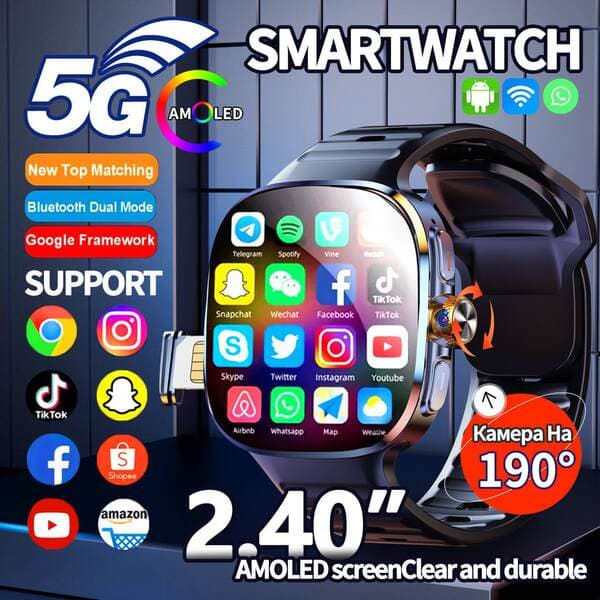 M99 Smart Saat: Geniş Ekran, SIM Kart Dəstəyi, 5G Rabitə, 2.4 düym, Suya Davamlı, Fırlanan Kamera və Google Telefon Funksiyası