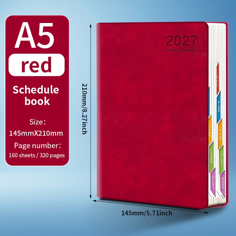 2027 english version simple schedule book-red