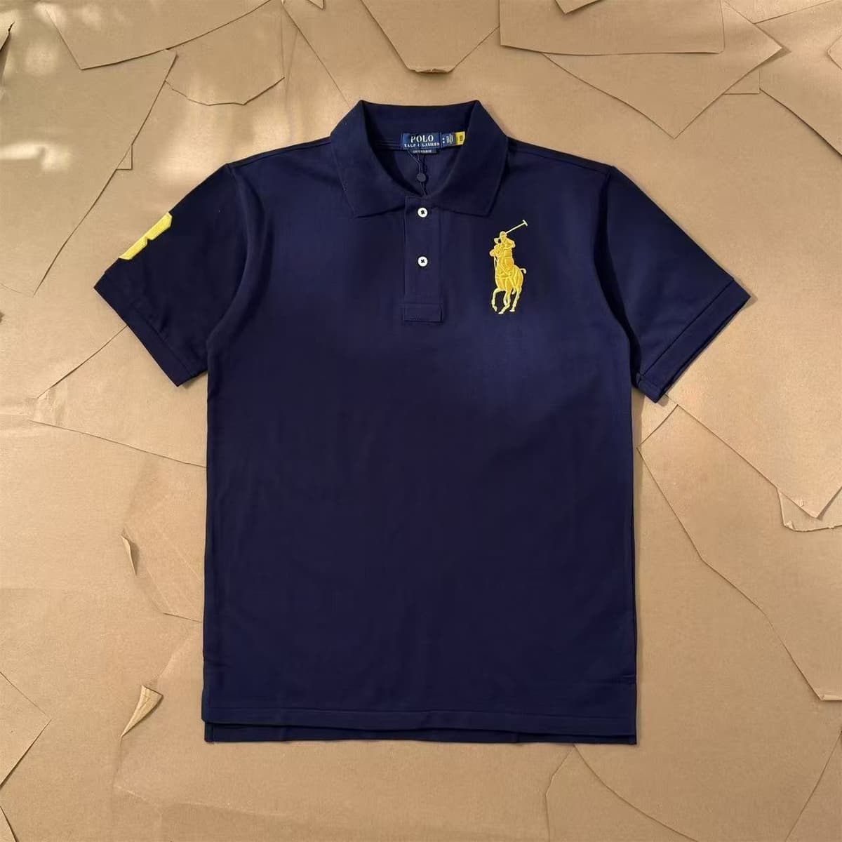 Navy blue yellow label