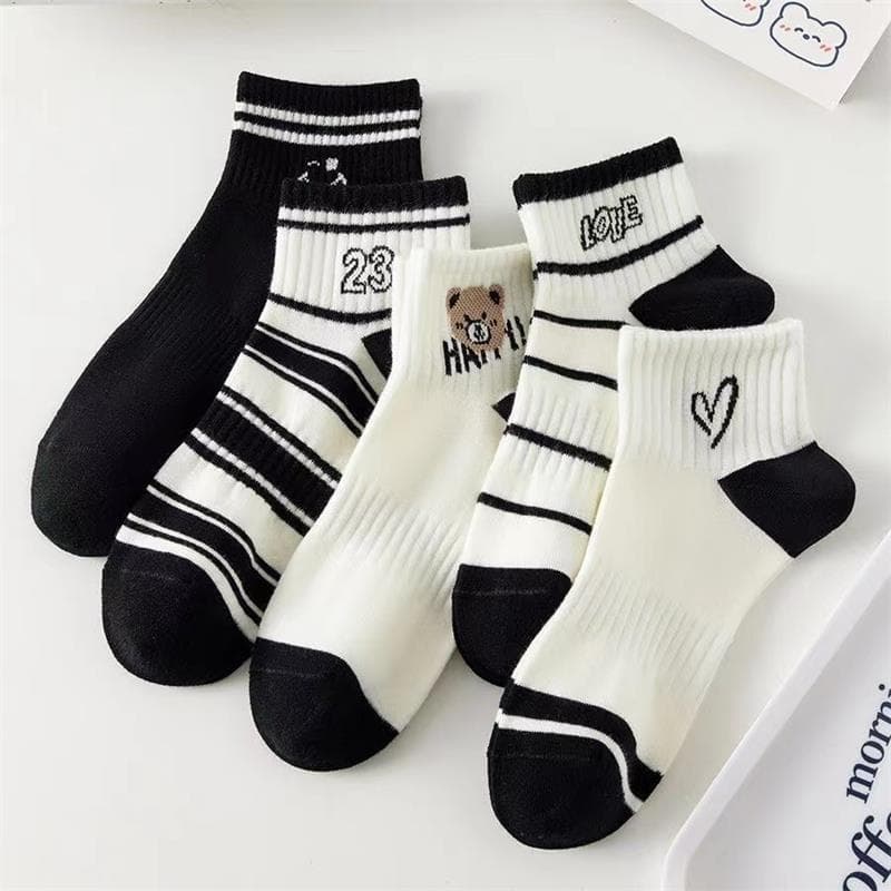 Women's boat socks 23 bears (10 pairs/pack of 5 colors mixed)