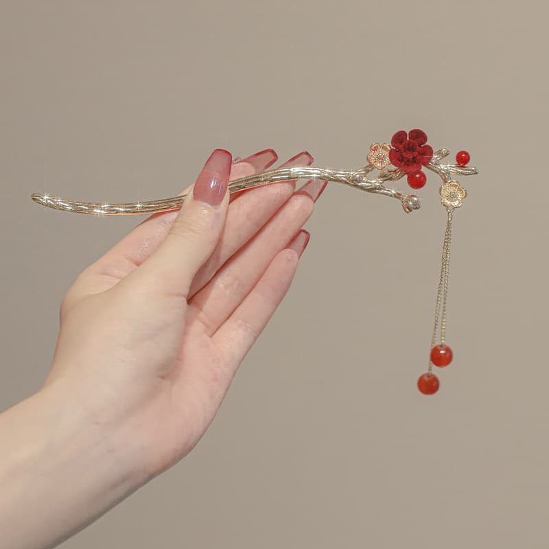 Red flocked plum blossom