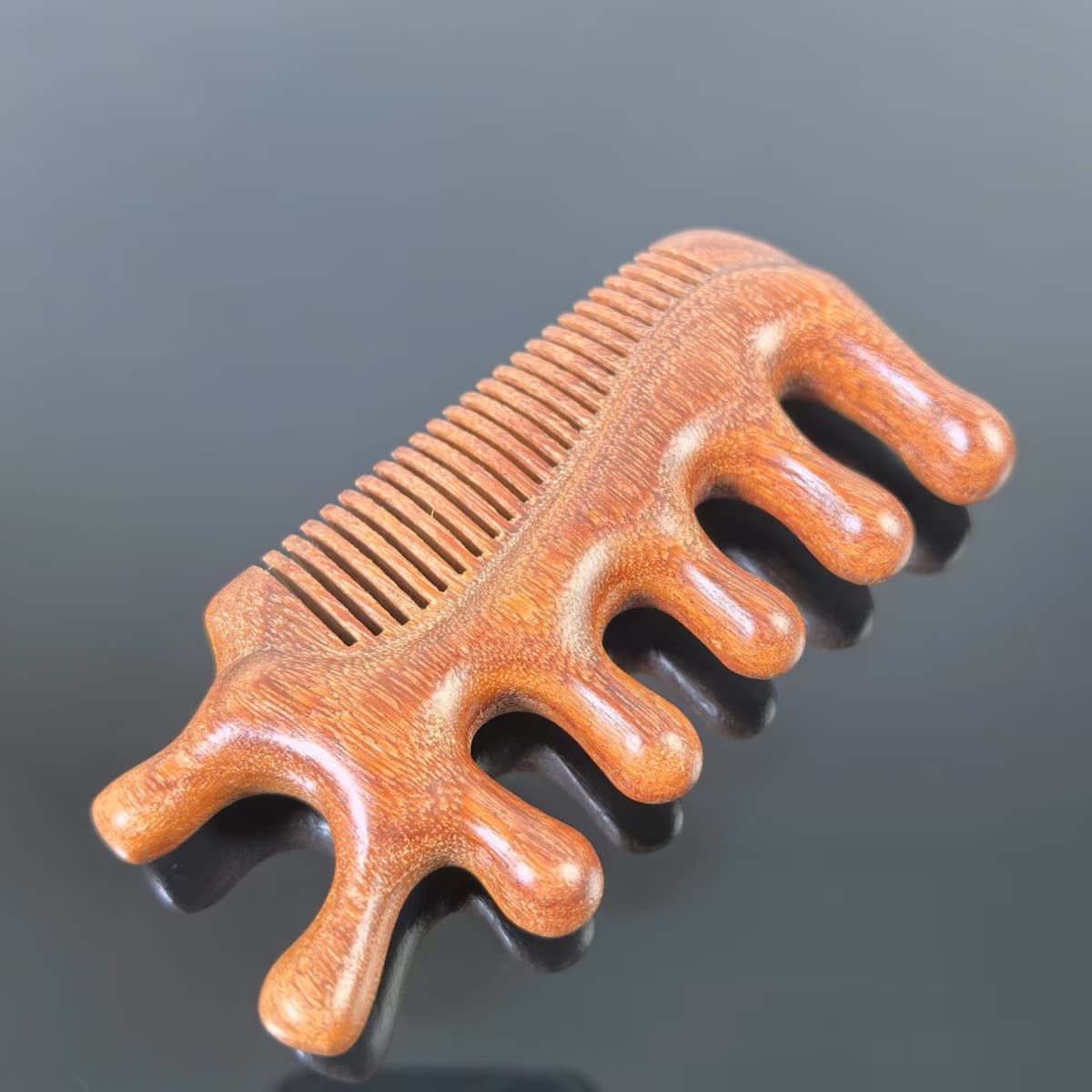 Dragon and phoenix sandalwood curved back multi-purpose massage comb