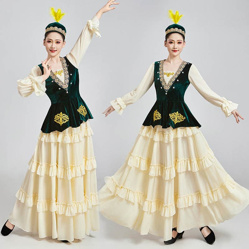 Xinjiang Uygur Clothing Men and Women Adult Kazak Ethnic Dance Clothing Art Examination Minority Performance Clothing 1