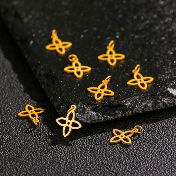 925 Silver Gold-Plated Four-Leaf Clover Small Accessory Handmade DIY Jewelry Component Bracelet Semi-Finished Pendant