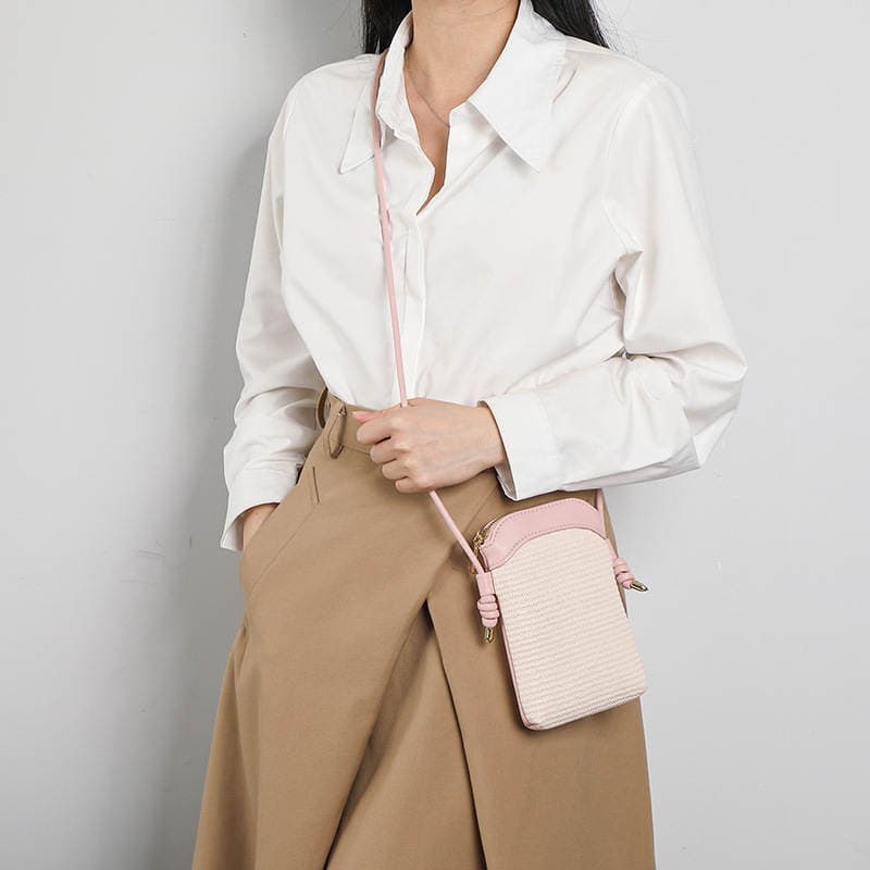 2026 New Crossbody Women's Bag Japanese Style Phone Bag Simple Mini Vertical Women's Multifunctional Wholesale Patchwork Shoulder Bag 4
