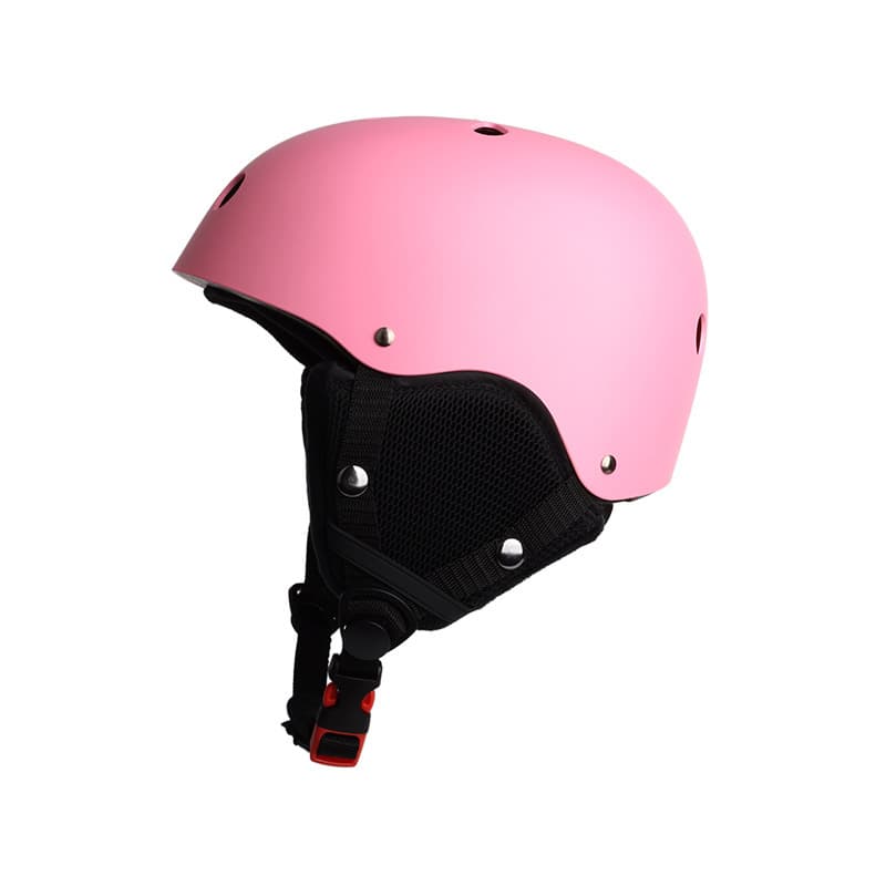Pink ski helmet with plum blossom design, size s