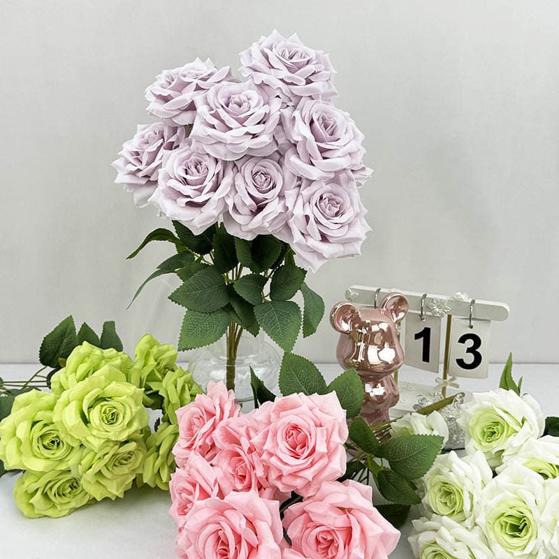 Artificial Rose Flower with 9 Heads, Diamond Rose, Artificial Flower, Rose Wall Waterfall, Fake Flower, Silk Flower Bouquet, Wedding Ceremony Hall 1