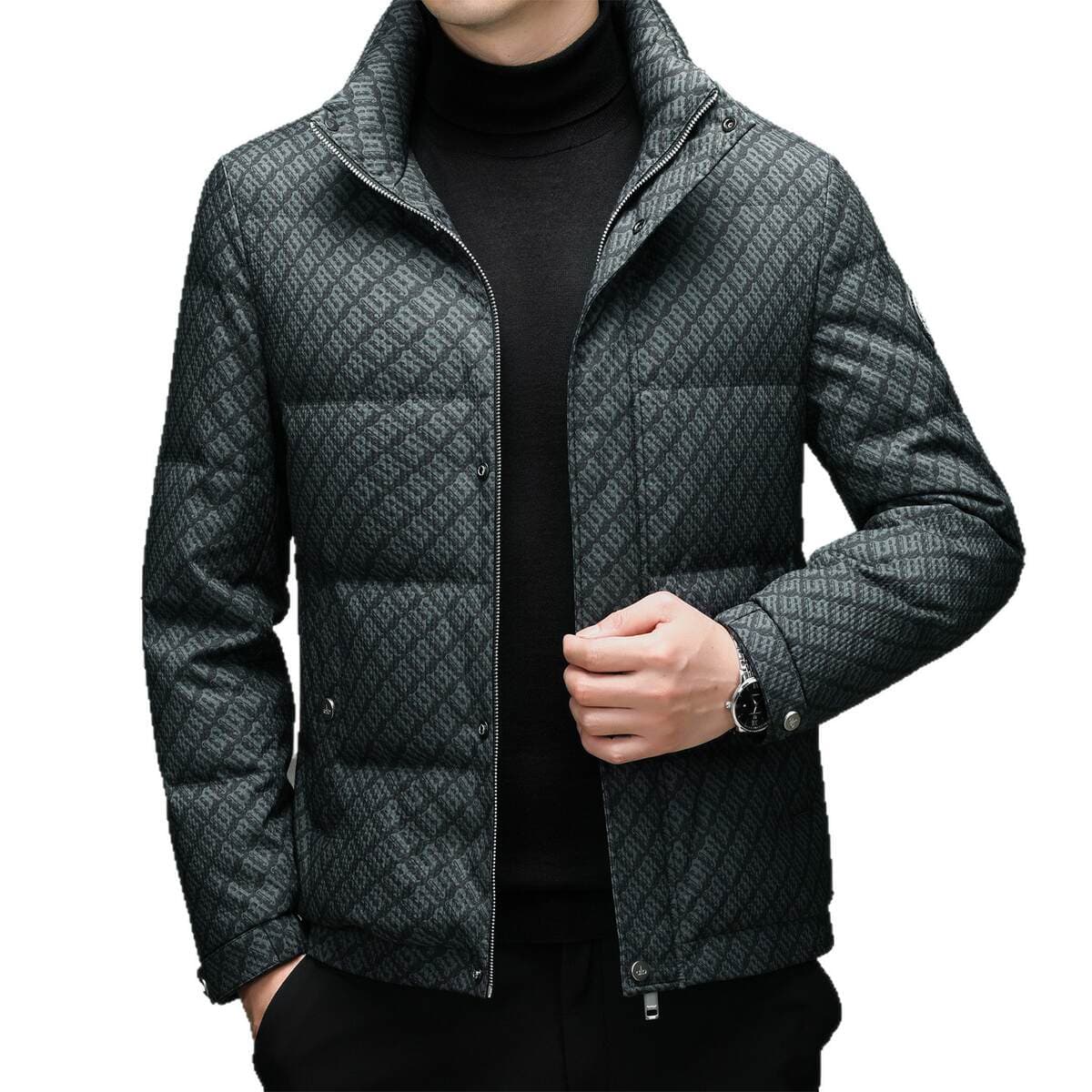 2025 New Winter Men's 90% Duck down Short Thick Warm Long-Sleeve Stand Collar Straight-Cut Jacket 5