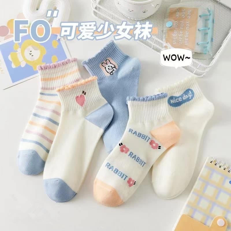Women's boat socks bubble bunny (10 pairs/pack 5 colors mixed)