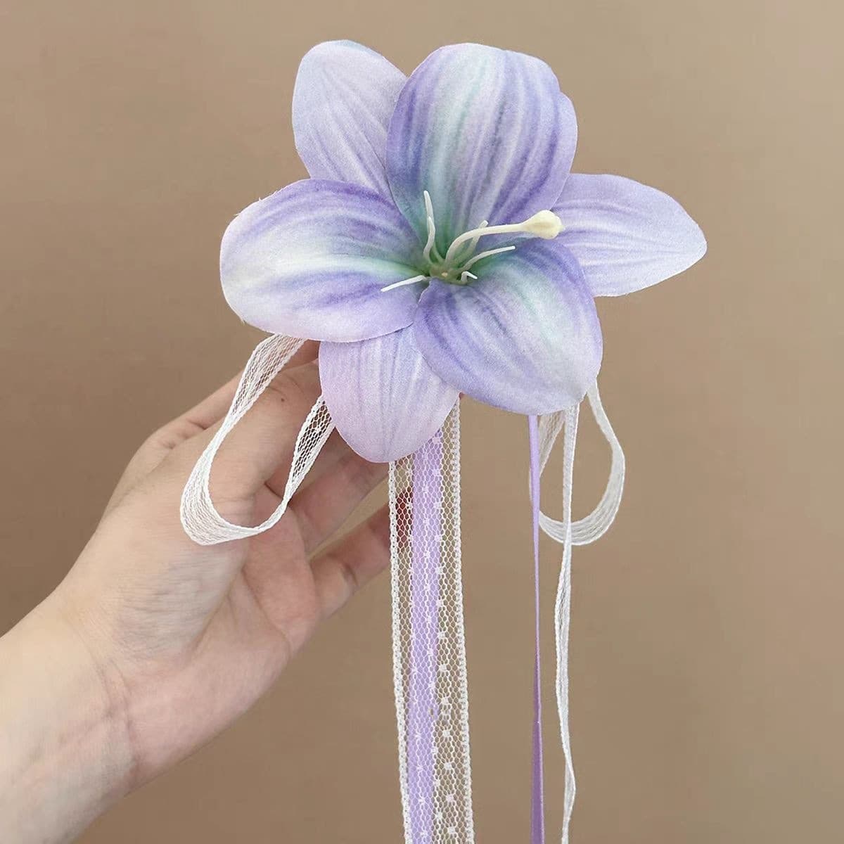 Purple lily lace hair clip