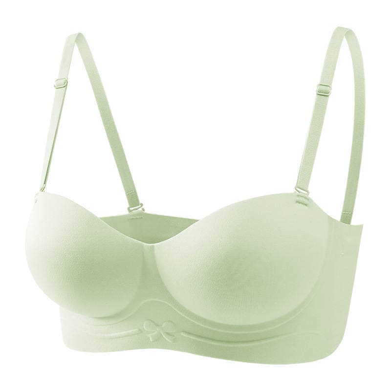 [Customized Processing] Plaid Seamless Underwear Half Cup Small Breast Gathering All-In-One Fixed Cup Breast Reduction Women's Bra 5