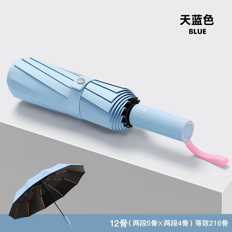 216-rib fully automatic umbrella [12k*18 ribs, uv protection, enhanced storm resistance] - sky blue