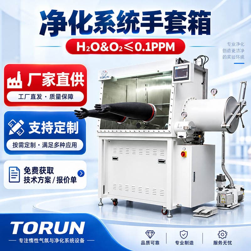 Purification system glove box water oxygen less than 0.1PPM automatic laboratory anhydrous anaerobic vacuum glove box 1