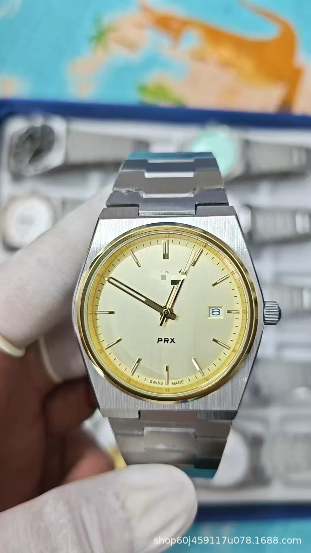 Prx steel belt gold surface glossy quartz