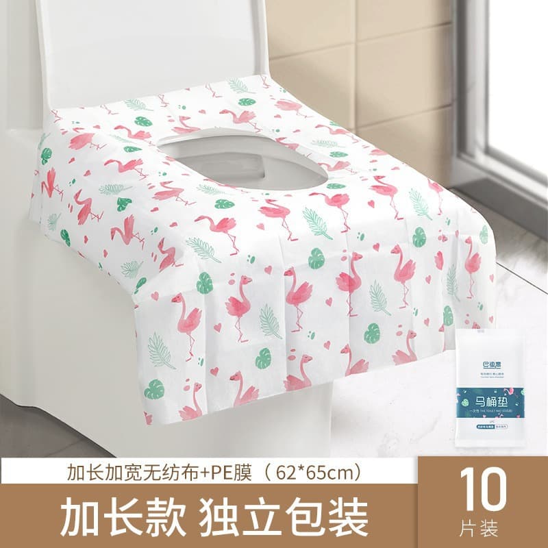 Disposable toilet seat (extended and full coverage model-flamingo) 10 pieces