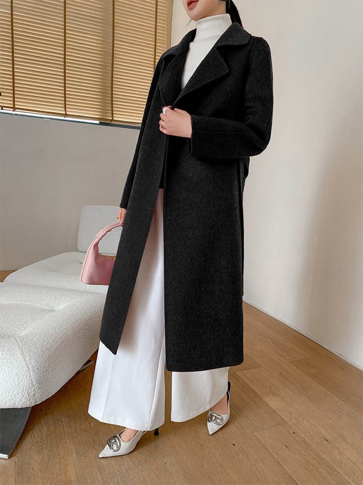 High-end double-sided cashmere coat Women's Mid-length 2023 new winter suit collar slim slimming woolen coat 4