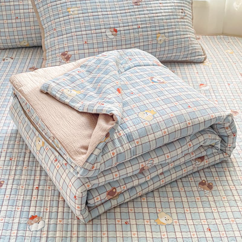 Blue check cute dog [cloud-soft 7a antibacterial cotton filling]