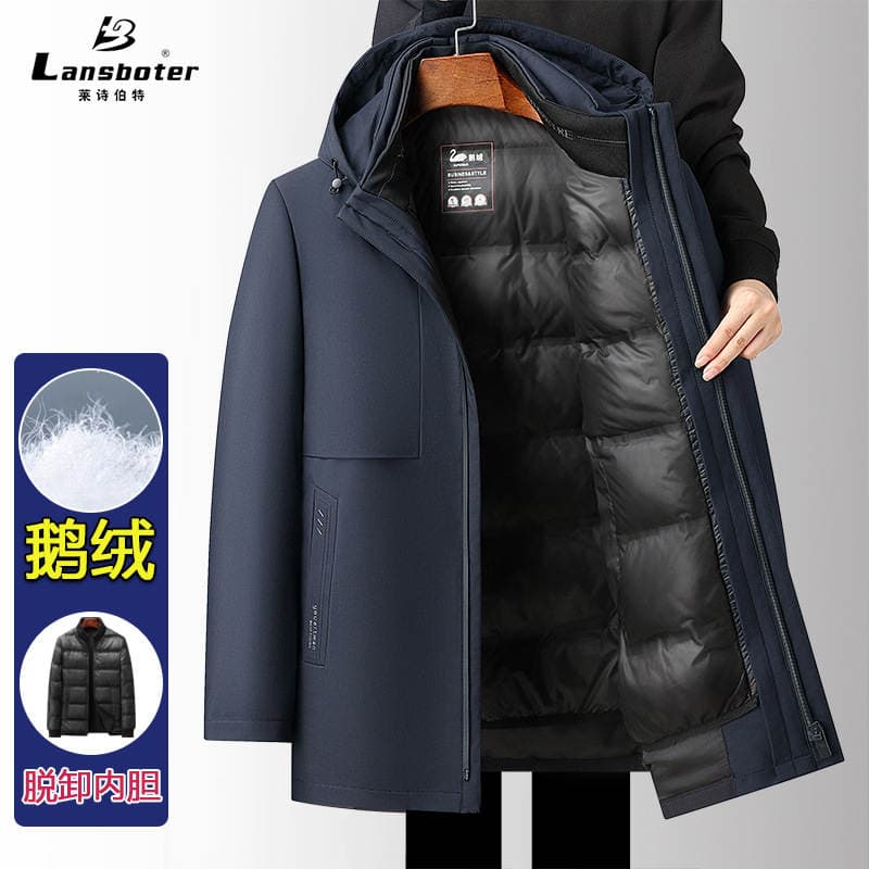 Cold-Proof Men's down Jacket, Men's Coat, New Winter Style, Thickened and Warm, Removable Inner Liner, Business Casual Goose down Jacket 1