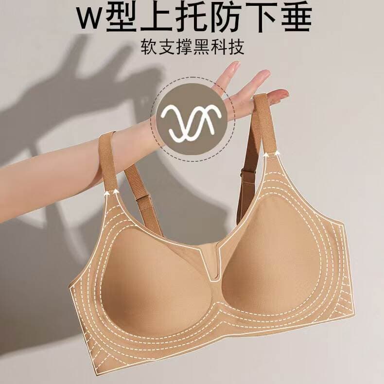 Nipple Cartoon Traceless Underwear Women's Large Chest Showy Small Chest Gathering and Tucking-up Anti-hanging Jelly Lara Bra 2