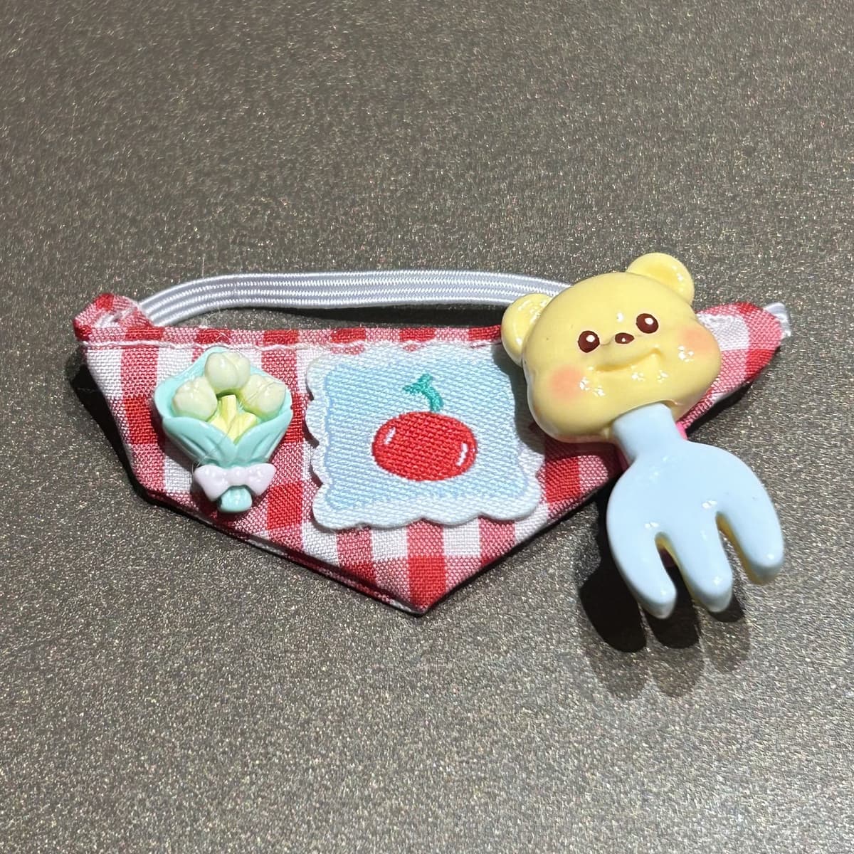 Qh136 red cherry triangle scarf (with bear fork)