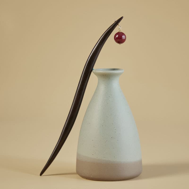 B49 cinnabar [natural ebony wood hairpin]]
