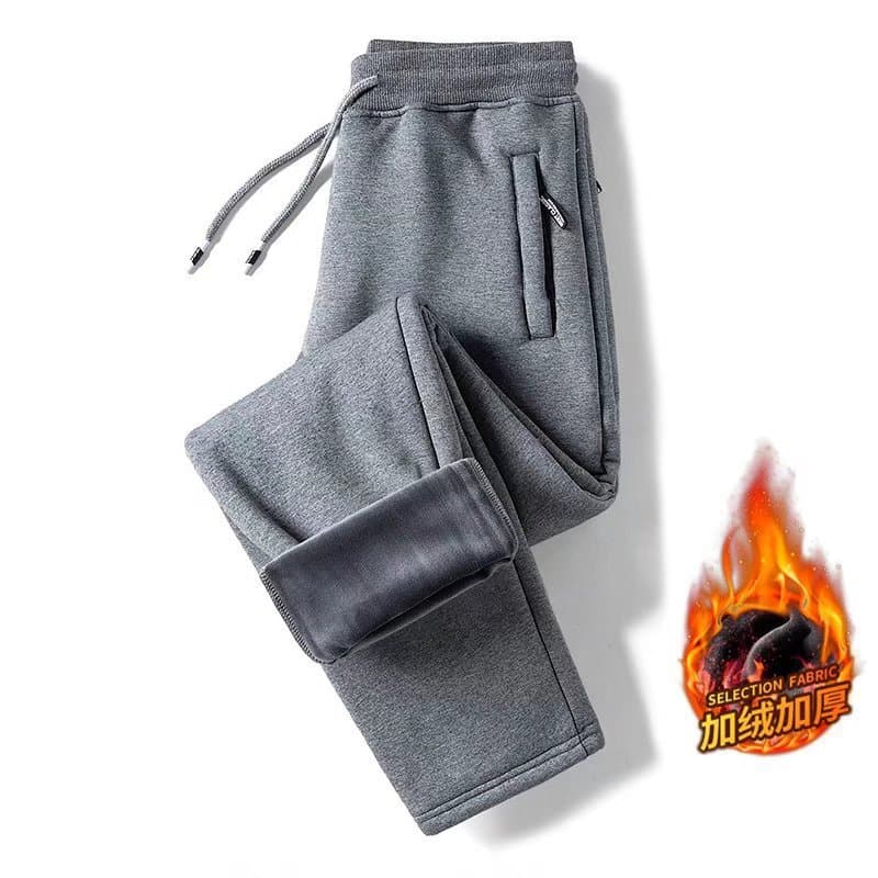 Straight leg double zipper fleece-lined - dark grey