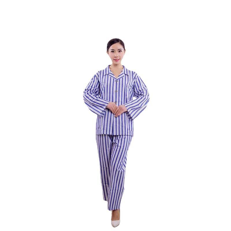 Xəstə Pambıq Geyimi, Uzun/Qısa Qollu, Qış/Yay, Xəstəxana Geyimi, Mavi/Ağ Zolaqlı, Topdan 5