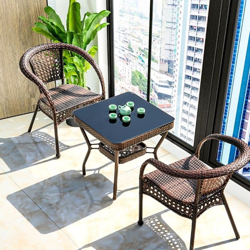 58 square table + 2 chairs (with cushions included)