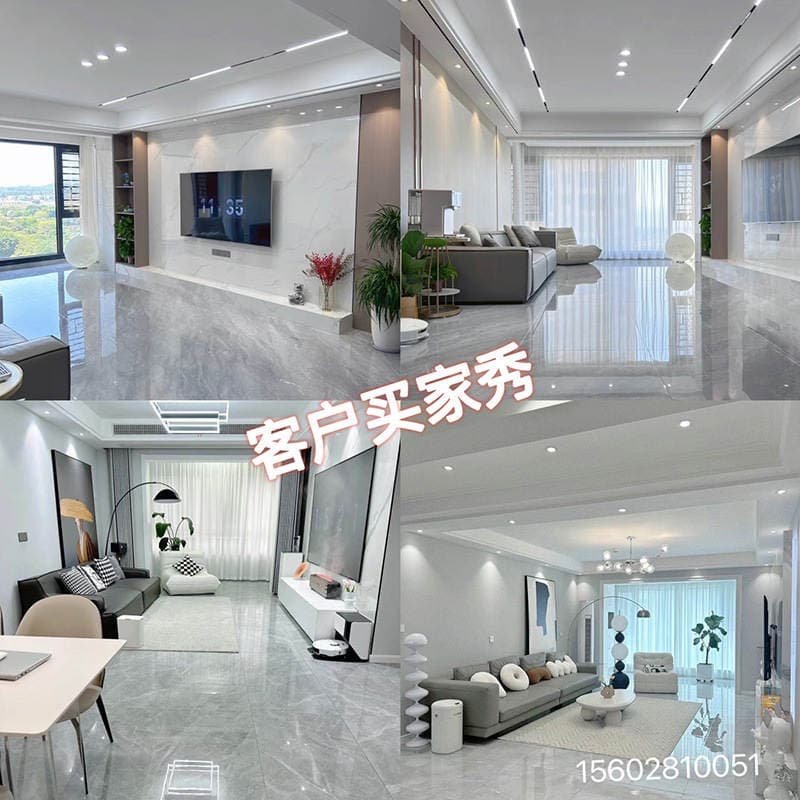 Foshan 750x1500 tam bədən mərmər effektli keramik döşəmə plitəsi, sürüşməyən, aşınmaya davamlı 4