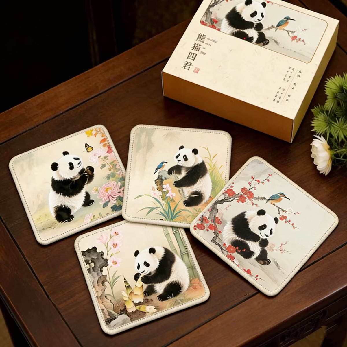 Qadağan olunmuş Şəhər Panda ipək altlığı, Çin üslubunda suvenir 1