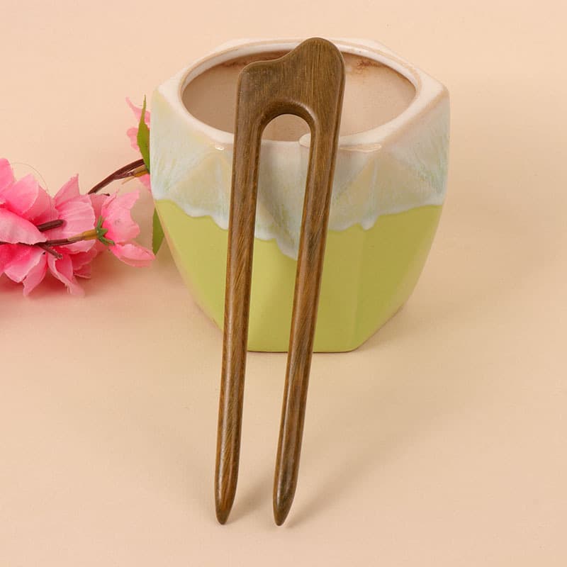 Green sandalwood hairpin---04 style (length 15cm)