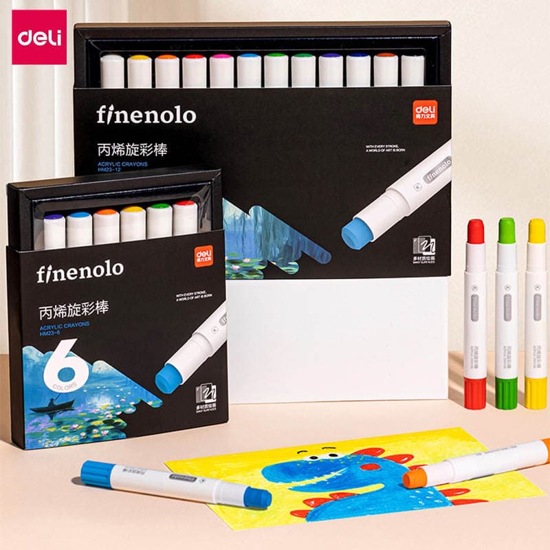 Deli Hm23 Fara Round Rod Acrylic Rotating Color Stick Water-Soluble Rotating Oil Pastel Children's Art Drawing Graffiti Pen 1