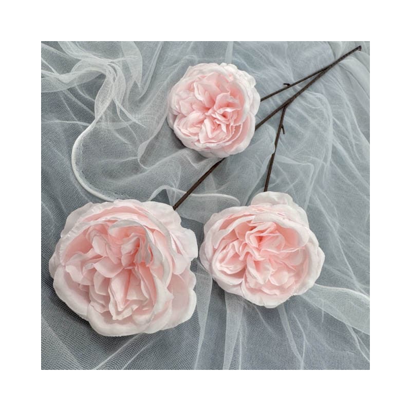 Brushed Fabric 3-Head Leafless Austin Artificial Flowers for Model Home Soft Decoration, Wedding and Home Decor Fake Flowers Floor Arrangement 5