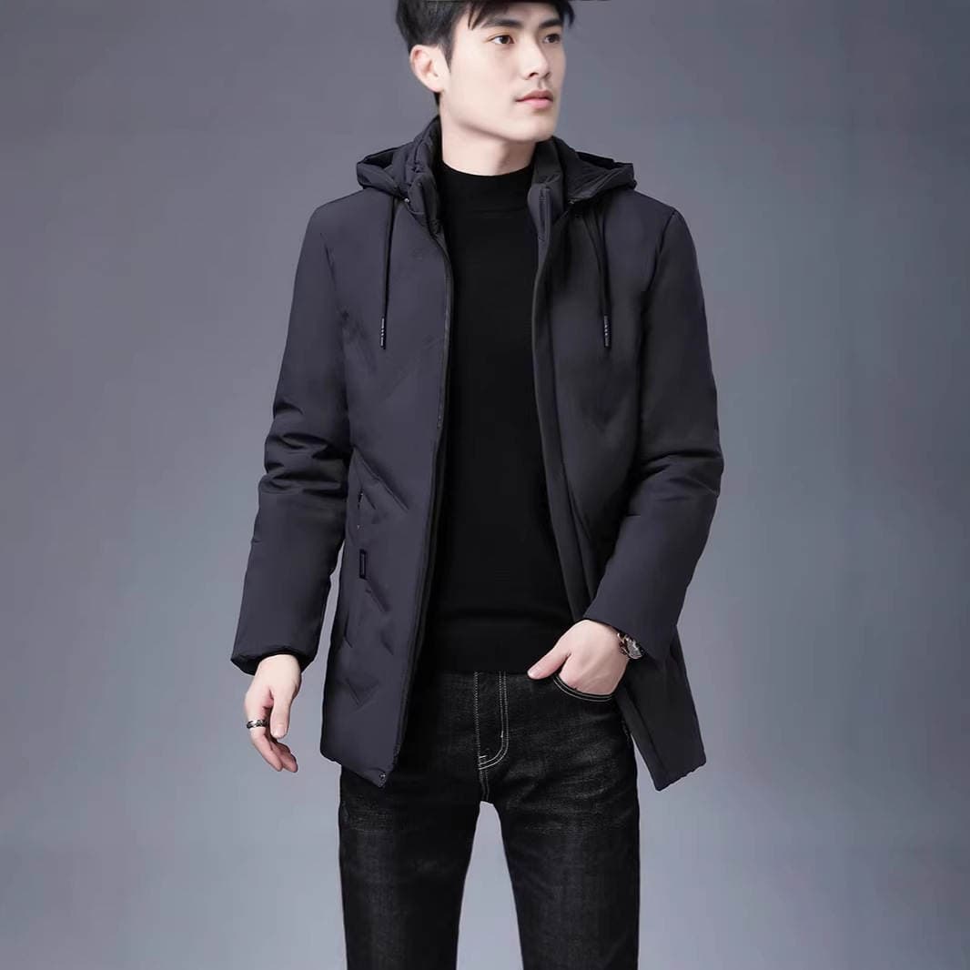 Yingao Thickened Mid-Length Cotton Jacket for Men, New Winter Hooded Dad-Style Warm Cotton Coat for Men Wholesale 2