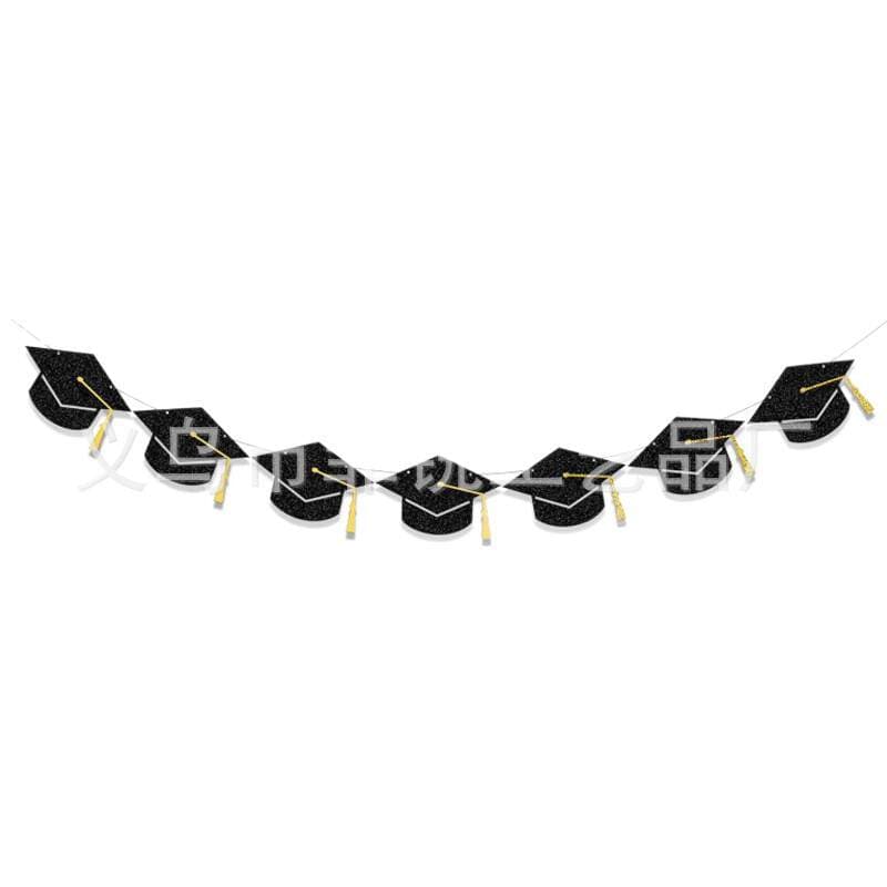 Graduation Party Decoration Supplies Banner Doctor Hat Flag wir sind stol auf dich glitter flower 5