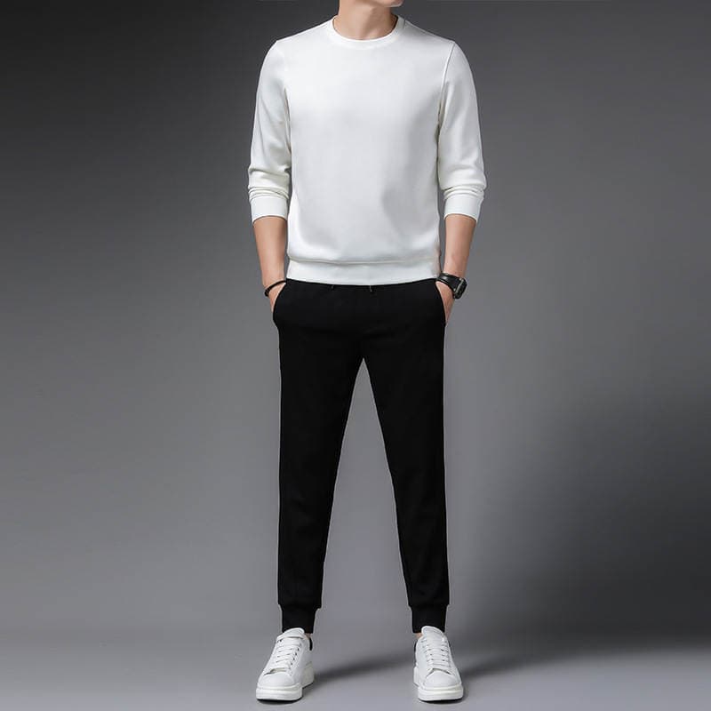 Spring and Autumn New Casual Suit Two-Piece Set with Lapel Long-Sleeved Shirt 3