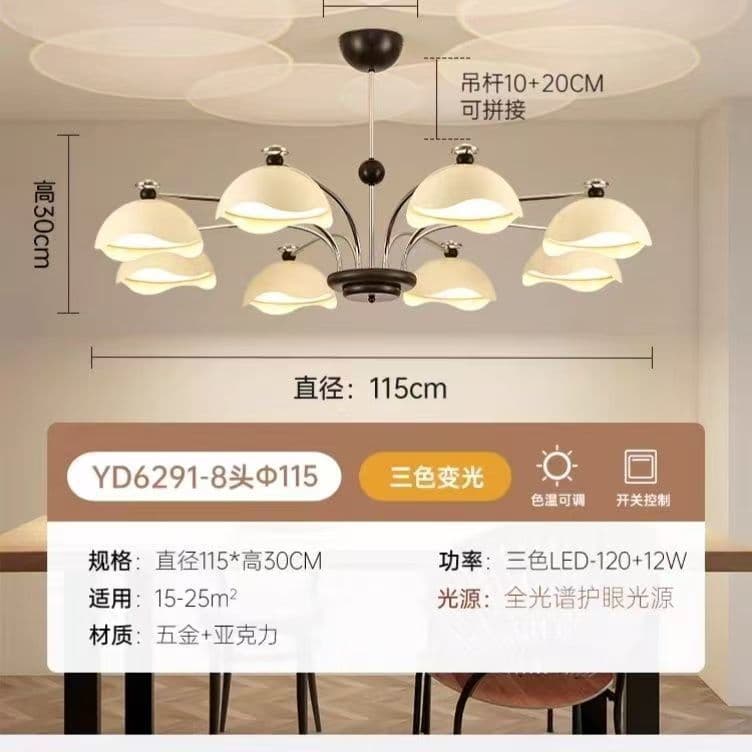 Full spectrum eye protection lamp-black 10-head chandelier