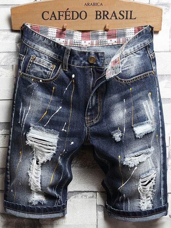Lined Cloth Jeans Men's Tattered Five-Point Beggar Pants All Year Round Trendy Brand Personalized Men's Jeans Jeansmen 4