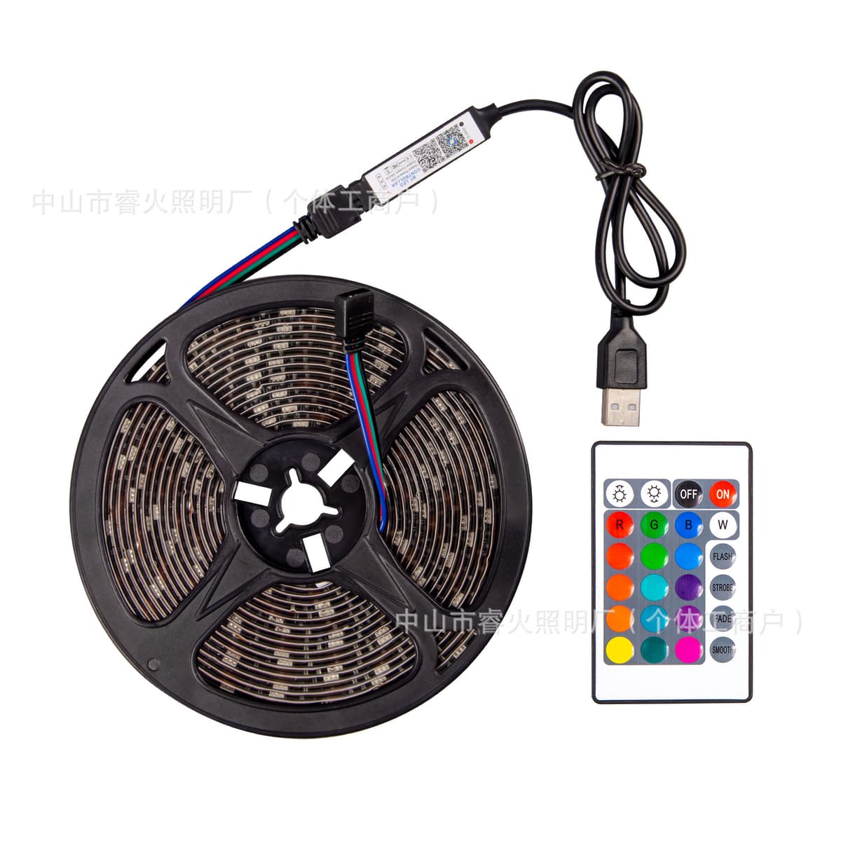 5v-5050rgb-30 lights/meter+24-key bluetooth controller+remote control