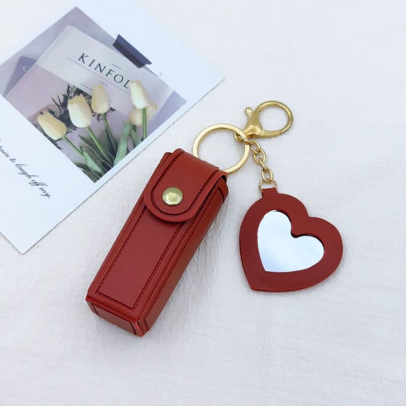 Love mirror style lipstick bag [coffee color]