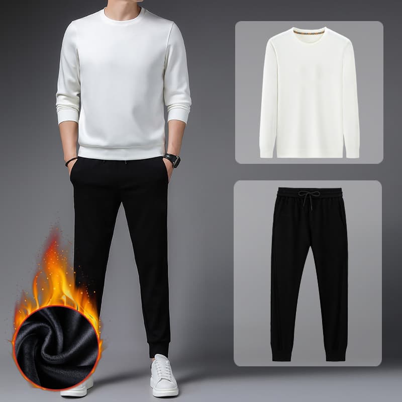White two-piece set with fleece