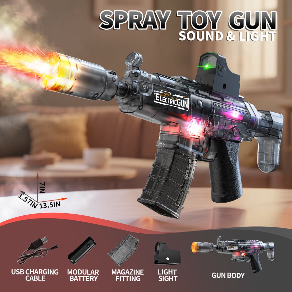 Mp5 linked spray version sound and light gun-transparent black (color box)