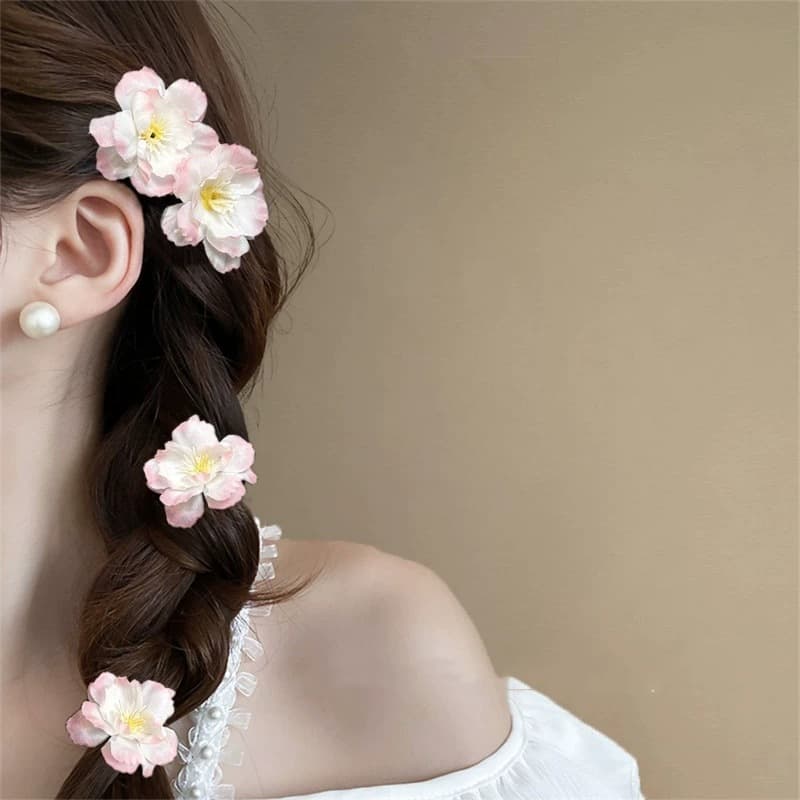 Gradient pink and white cherry blossom hairpin single