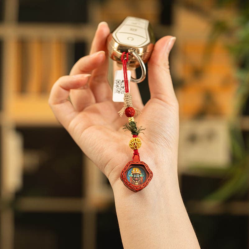 Hand-Painted Thangka Pendant with Five Directions of Wealth, Green Tara, Manjushri, Zaki Lhamo, Xizang-Style Ruba Thangka Small Bag Hanging Accessory 3