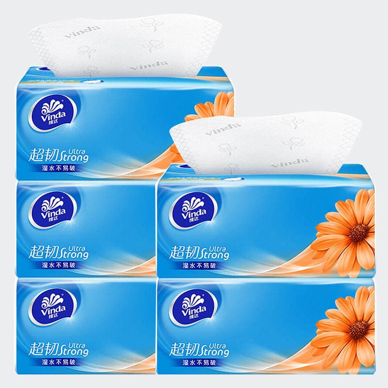 Vinda Tissue Paper, Whole Box of 24 Packs, Household Facial Tissues, 3-Ply Toilet Paper, Napkins, Economical Pack 4