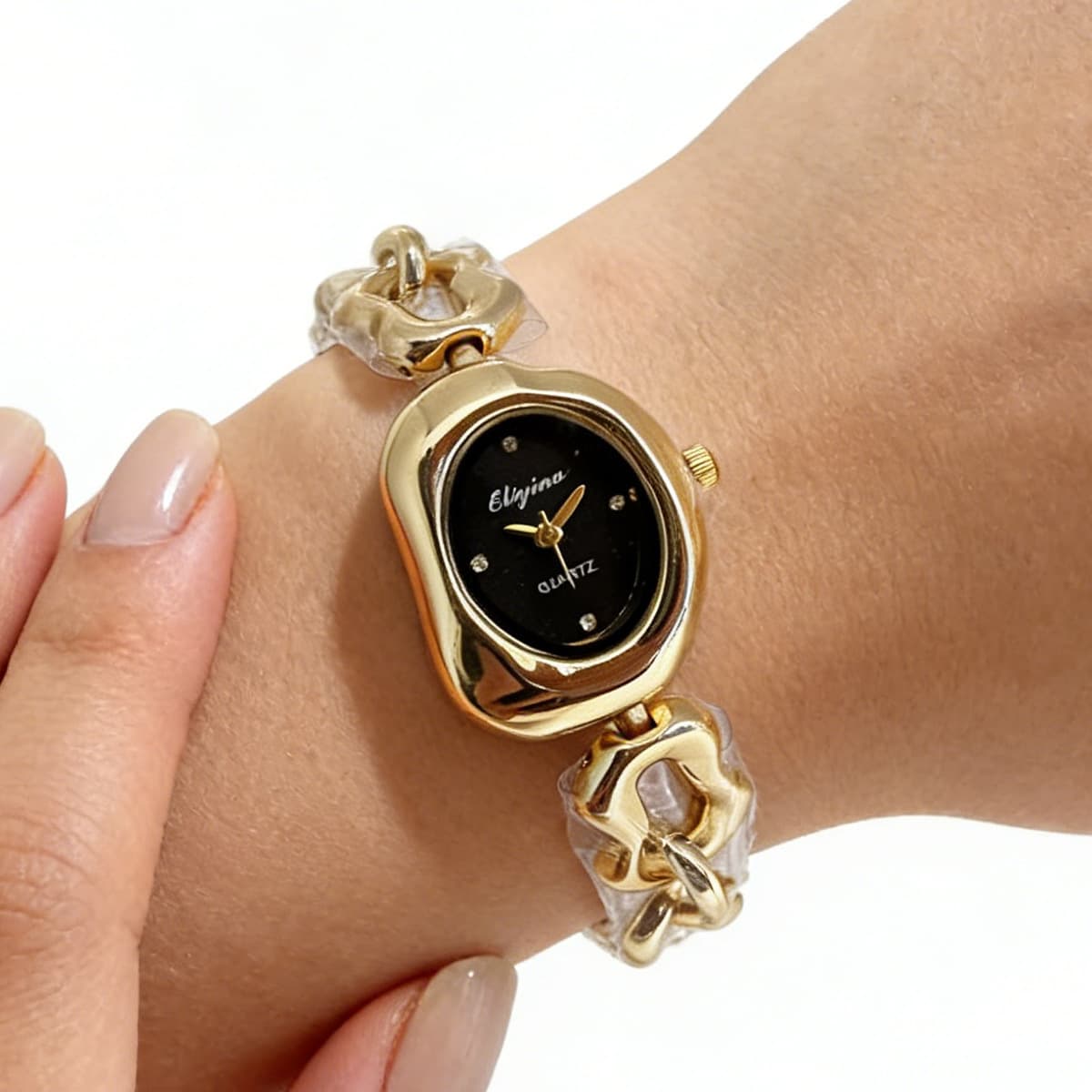 Gold shell black surface
