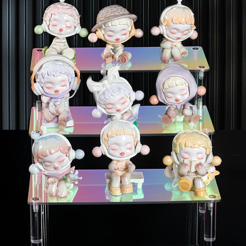 Acrylic Ladder Display Stand for Cylindrical Transparent Colorful Figurines, Pop Mart Blind Box Ladder-Shaped Multi-Layer Display Rack 3